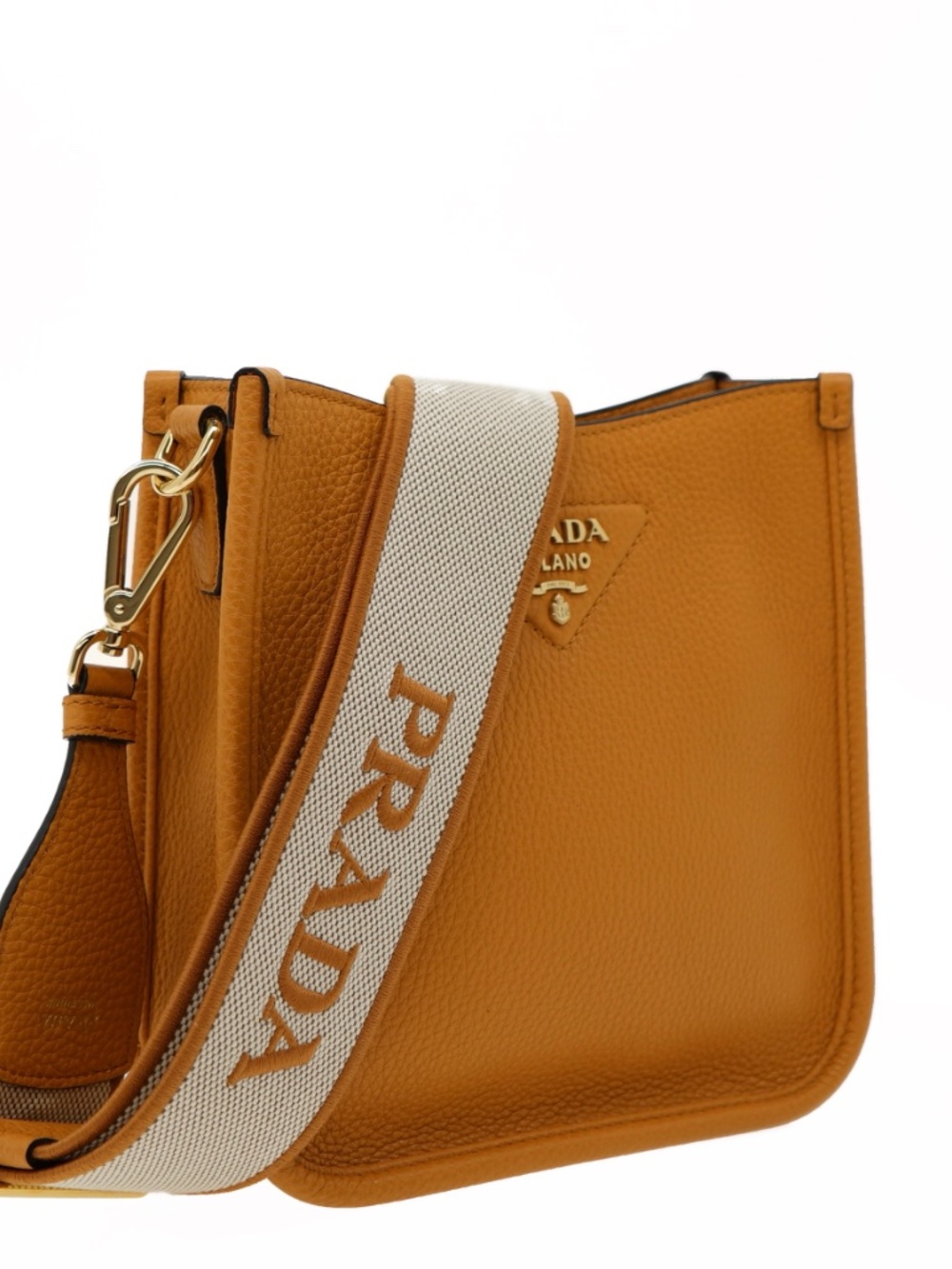 Prada Shoulder Bag Guitar Strap Light Brown Leather Small 1BH191 New - Picture 5 of 8